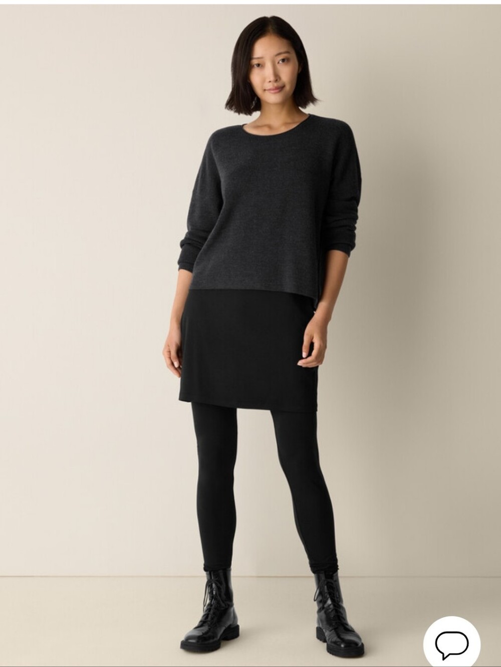 Eileen Fisher Stretch Jersey Knit Skirted Legging Black Pants Size Smal Petit
